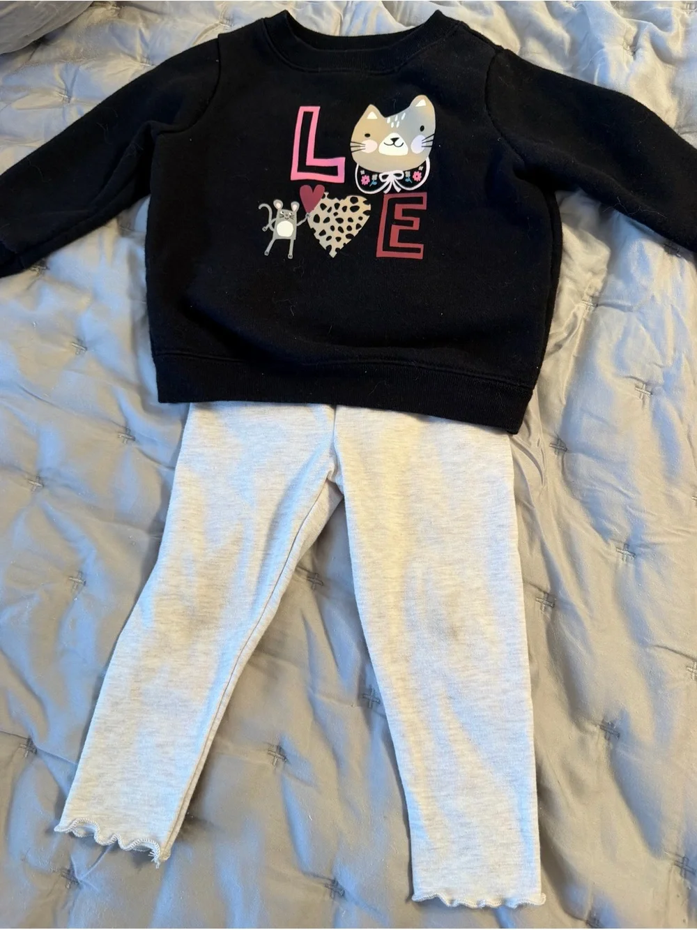Garanimals Black Sweatshirt with Pink & Tan Cat LOVE Graphic